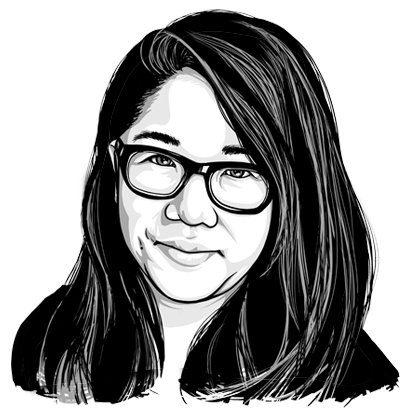 Illustration of the author, a Korean American woman in her 30s with eyeglasses