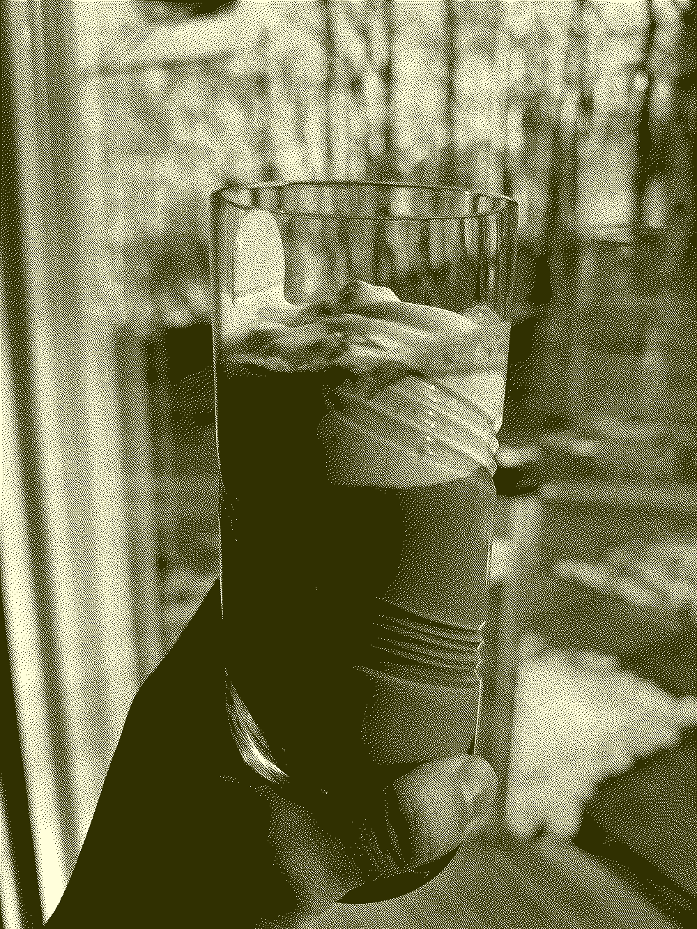 dithered image of a mocha with whipped cream